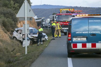 Imagen del accidente mortal en Vilanova de l’Aguda el día 11. 