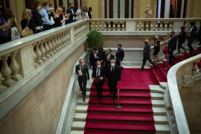 Torra abandonó ayer el hemiciclo de La Ciutadella tras su intervención entre aplausos.