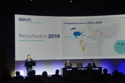 Un moment de la presentació de resultats de BBVA.