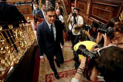 Sánchez, en julio, justo después de su investidura fallida tras no lograr el apoyo del Congreso.