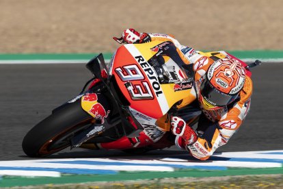 Marc Màrquez, durant la sessió d’entrenaments lliures al circuit de Jerez.