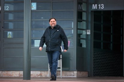 Imatge d’arxiu d’Oriol Junqueras durant la primera sortida de la presó de Lledoners per treballar.