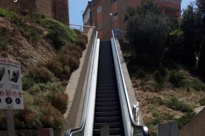 Las escaleras mecánicas del centro histórico de Fraga. 