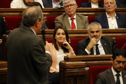 Unas declaraciones de Arrimadas que aludían a Torra provocaron una discusión en el pleno.