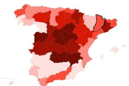 Mapa variación interanual de defunciones.