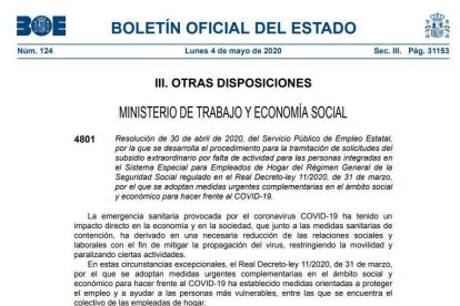 Les empleades de la llar i treballadors temporals ja poden sol·licitar el subsidi extraordinari