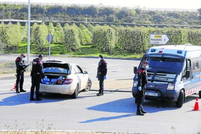 Los Mossos registraron el maletero de un turismo ayer por la tarde en el control de la N-240 en Juneda.