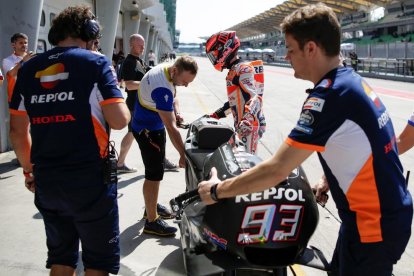 Marc Márquez, aquest dimecres al circuit de Sepang.