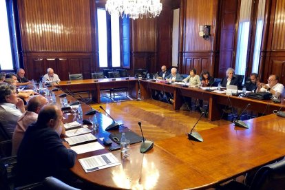 Momento de la reunión extraordinaria de la Mesa Agraria celebrada ayer en el Parlament.