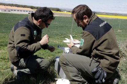 Preparación de un dron para sobrevolar una granja en Sucs.