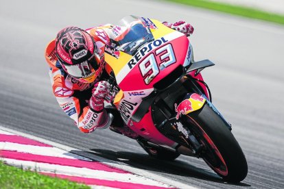 Marc, durante el test celebrado ayer en el circuito malayo de Sepang.