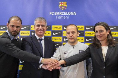 Lluís Cortés ayer durante su presentación como entrenador del primer equipo femenino del Barça.