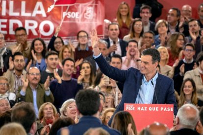 Pedro Sánchez durant la seua intervenció a Sevilla.	