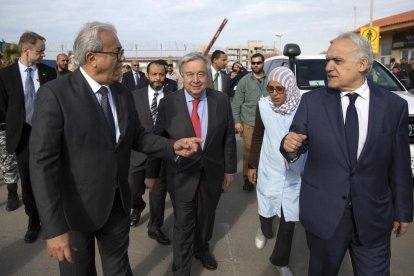 El secretario general de la ONU, António Guterres, durante su visita a Trípoli.