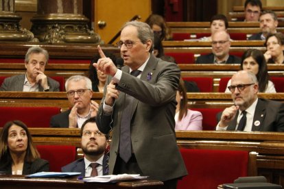 El presidente de la Generalitat, Quim Torra, durante una intervención en el pleno del Parlament.