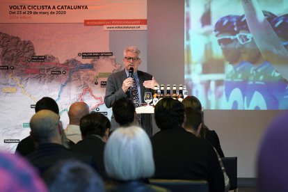 Rubén Peris, ahir durant la presentació dels mallots de la Volta a Catalunya.