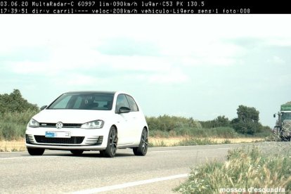 'Caçat' a 208 km/h per la C-53 a Castellserà en un tram limitat a 90