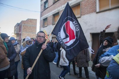 Un voluntari, al rodatge del curt a Cervera el gener del 2019.