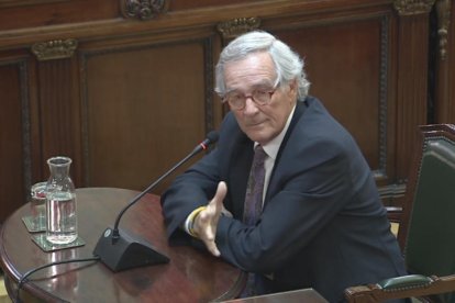 El exalcalde de Barcelona Xavier Trias, ayer, durante su declaración ante el Tribunal Supremo.