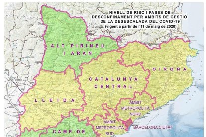 Mapa dels nivells de risc i fases de desconfinament.