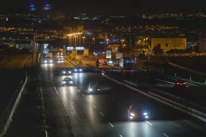 Imatge de l’autovia A-2 al seu pas per Tàrrega ahir al vespre.