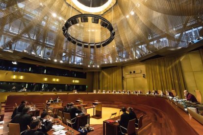 Una vista a la gran sala del Tribunal de Justícia Europeu, amb seu a Luxemburg.