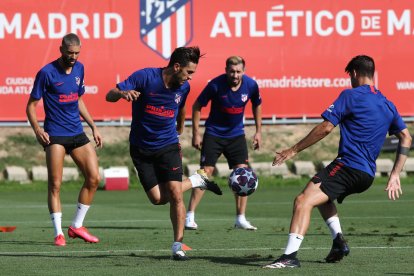 Una reciente sesión de entrenamiento de la plantilla del Atlético de Madrid.