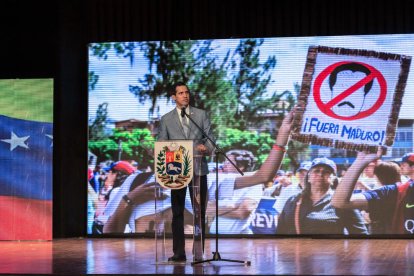 L’autoproclamat president de Veneçuela, Juan Guaidó, ahir.