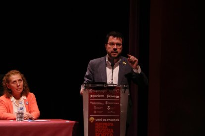 Pere Aragonès, ayer durante el XIII Congreso Nacional de Unió de Pagesos en Falset.