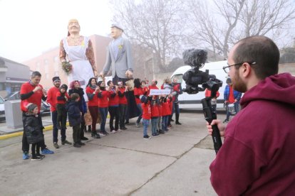 Un moment de l’enregistrament de l’espot de Viladona, ahir a Vilanova de Bellpuig.