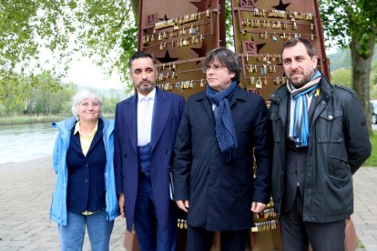 Clara Ponsatí, Aamer Anwar, Carles Puigdemont i Toni Comín.