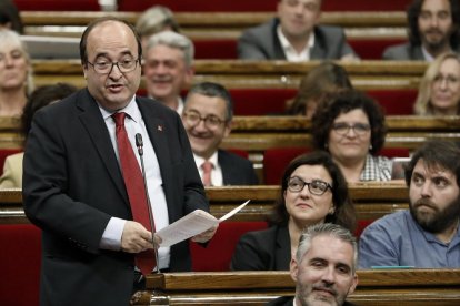 El líder dels socialistes catalans, Miquel Iceta, ahir al Parlament.