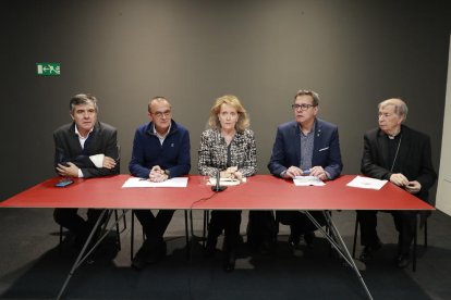 Un moment de la roda de premsa d'aquest dimecres al Museu de Lleida.