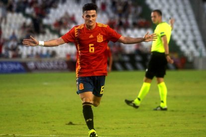 Manu García celebra su gol con la Sub’21 ante Alemania.