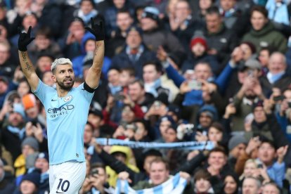 Sergio ‘Kun’ Agüero celebra un dels seus gols.