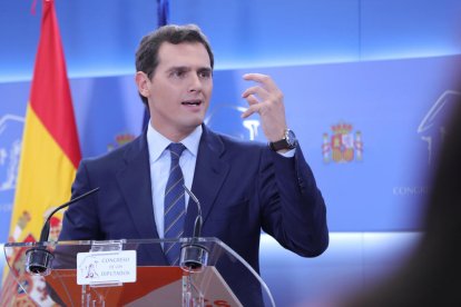 Albert Rivera, ayer en rueda de prensa tras la sentencia.