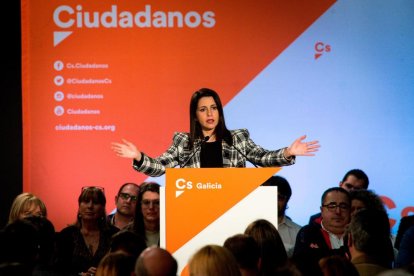 Inés Arrimadas durante un intervención en un acto.