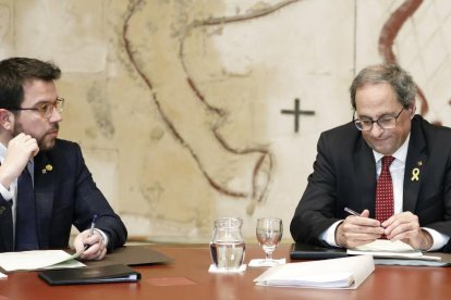 El president de la Generalitat, Quim Torra, i el vicepresident, Pere Aragonès.