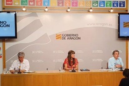 La rueda de prensa del gobierno de Aragón.