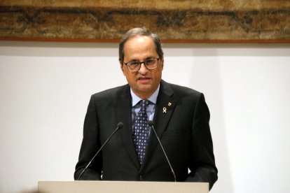 El president de la Generalitat, Quim Torra, en un moment de la seua intervenció.