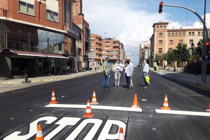 El secretari de Mobilitat, Isidre Gavín, va visitar ahir les obres a Mollerussa.