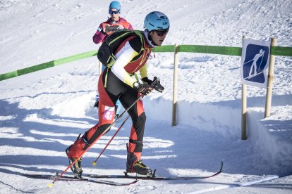 Marc Ràdua, durant la prova de relleus d’ahir a Lausana.