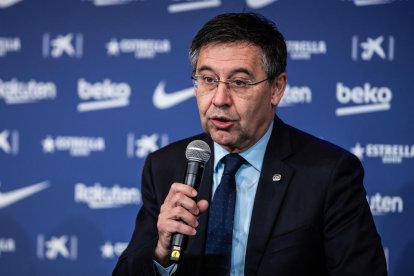 Josep Maria Bartomeu, durante su comparecencia ayer ante los medios de comunicación.