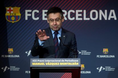 Bartomeu, ayer durante la entrega del premio internacional Manuel Vázquez Montalbán.