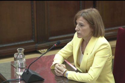 La expresidenta del Parlament Carmen Forcadell durante una sesión del juicio del ‘procés’.