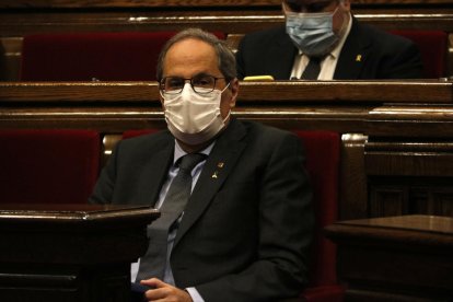 El president del Govern, Quim Torra, durant el debat de política general d'aquest dimecres.