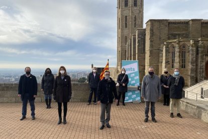 Casol, Tremosa y Fàbrega (centro) con cargos de JxCat en Lleida.