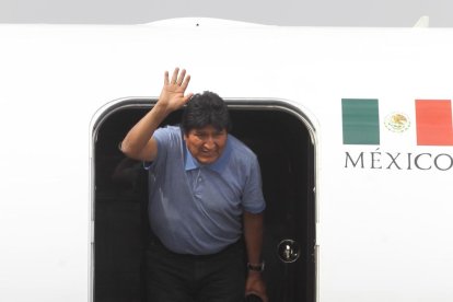 El expresidente de Bolivia, Evo Morales, a su llegada a México. 