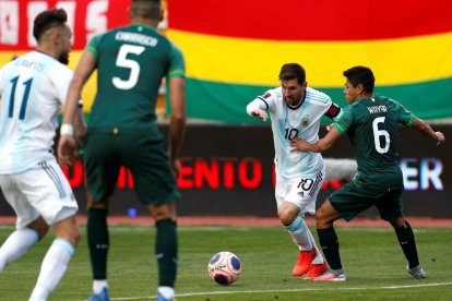 Messi, en una acción del partido que jugó con Argentina ante Bolivia.