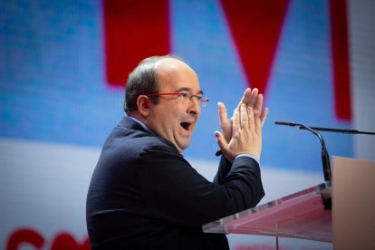 Miquel Iceta, durante el 14 congreso del PSC que le ratificó como primer secretario.